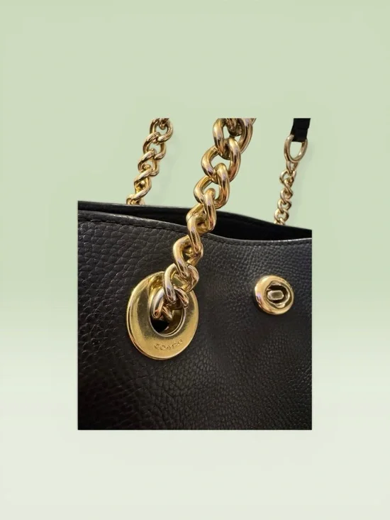 Coach Black Turnlock Chain Tote 27 - Picture 6 of 12